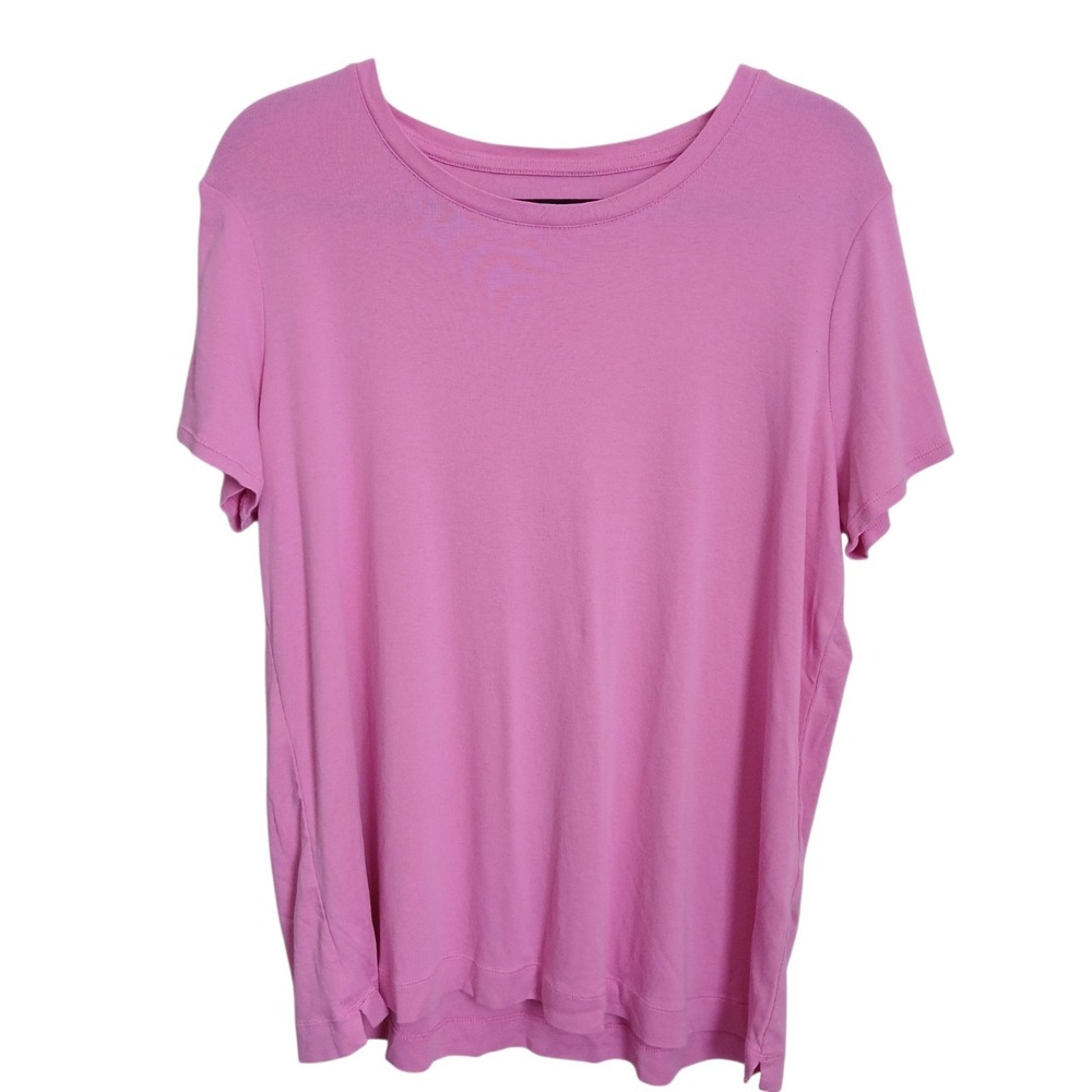 J. Jill Pima Scoop Neck Side Slit Tee Large Pink Short Sleeve Minimalist L Tall